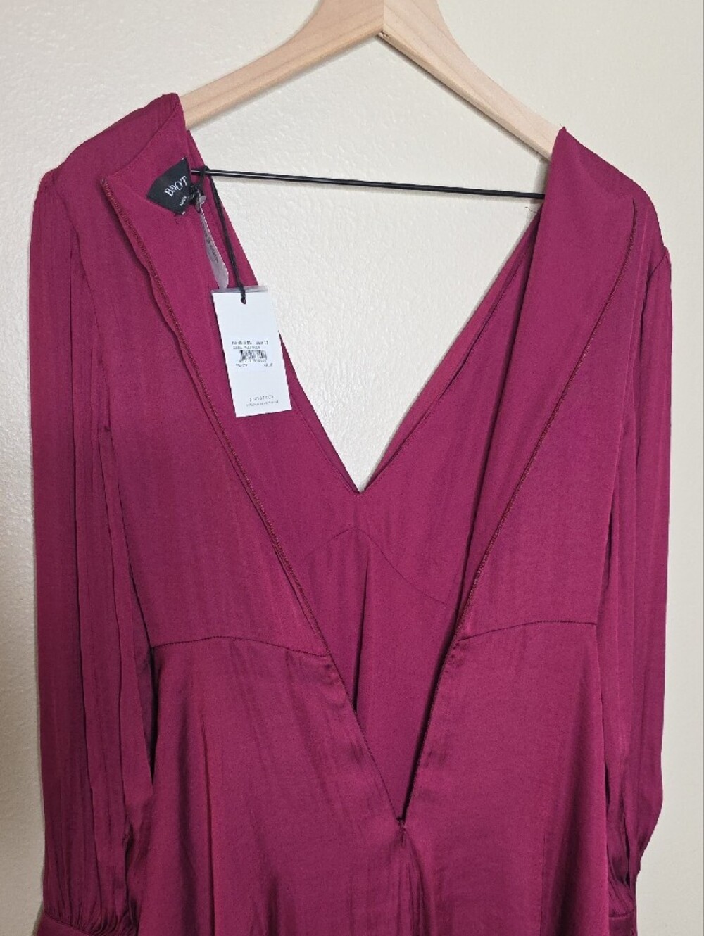 Bardot Claire Mini Dress Merlot Size 8 Medium Twist Front Wedding Guest Flare - Picture 10 of 17